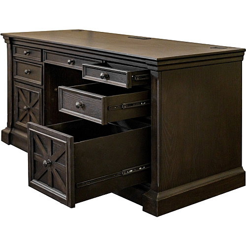 Martin Kingston Office Desking Unit 30" Height x 66" Width x 22" Depth - Total Drawer(s): 7 - Material: Wood - Finish: Dark Chocolate, Rub Through - 1 Each (IMKN689)