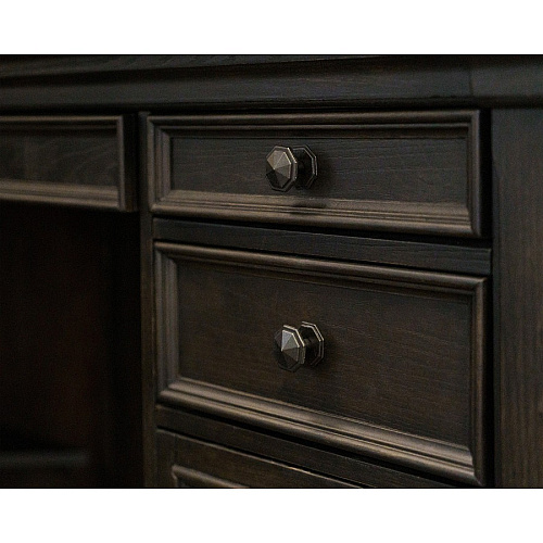 Martin Kingston Desk with Pedestal Box 1 of 2 L-shaped - 30" Height x 66" Width x 30" Depth - Total Drawer(s): 4 - Material: Wood - Finish: Dark Chocolate, Rub Through - 1 Each (IMKN684R)