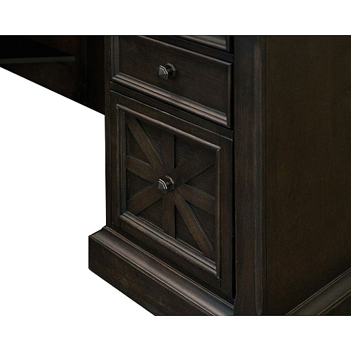 Martin Kingston Desk with Pedestal Box 1 of 2 L-shaped - 30" Height x 66" Width x 30" Depth - Total Drawer(s): 4 - Material: Wood - Finish: Dark Chocolate, Rub Through - 1 Each (IMKN684R)
