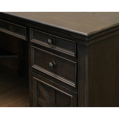 Martin Kingston Desk with Pedestal Box 1 of 2 L-shaped - 30" Height x 66" Width x 30" Depth - Total Drawer(s): 4 - Material: Wood - Finish: Dark Chocolate, Rub Through - 1 Each (IMKN684R)