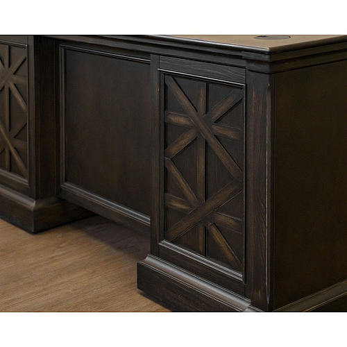 Martin Kingston Office Desking Unit 30" Height x 66" Width x 30" Depth - Total Drawer(s): 5 - Double Pedestal - Material: Wood - Finish: Dark Chocolate, Rub Through - 1 Each (IMKN680)
