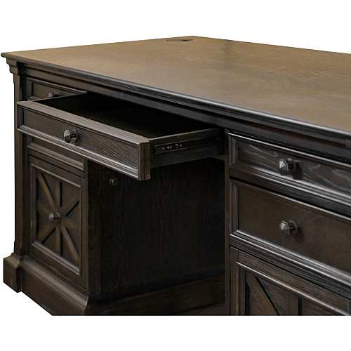 Martin Kingston Office Desking Unit 30" Height x 66" Width x 30" Depth - Total Drawer(s): 5 - Double Pedestal - Material: Wood - Finish: Dark Chocolate, Rub Through - 1 Each (IMKN680)