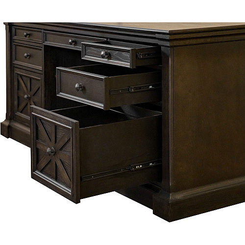 Martin Kingston Office Desking Unit 30" Height x 66" Width x 30" Depth - Total Drawer(s): 5 - Double Pedestal - Material: Wood - Finish: Dark Chocolate, Rub Through - 1 Each (IMKN680)