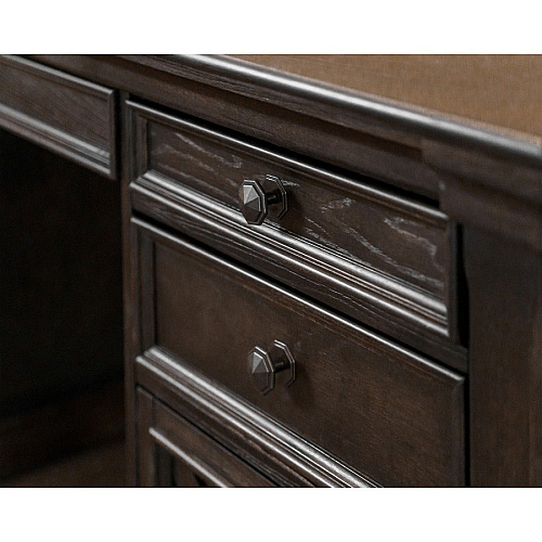 Martin Kingston Office Desking Unit 30" Height x 66" Width x 30" Depth - Total Drawer(s): 5 - Double Pedestal - Material: Wood - Finish: Dark Chocolate, Rub Through - 1 Each (IMKN680)