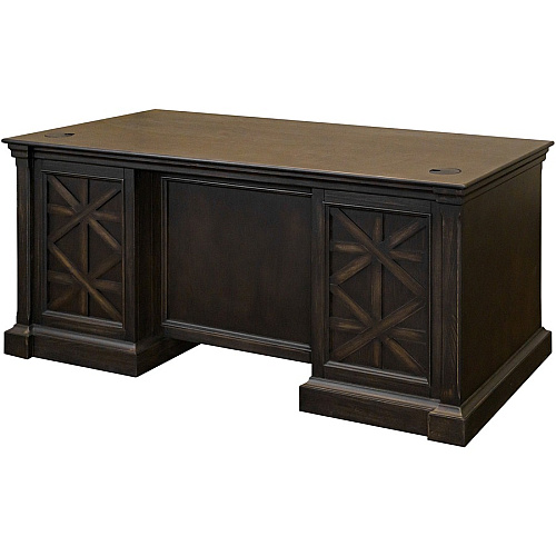 Martin Kingston Office Desking Unit 30" Height x 66" Width x 30" Depth - Total Drawer(s): 5 - Double Pedestal - Material: Wood - Finish: Dark Chocolate, Rub Through - 1 Each (IMKN680)