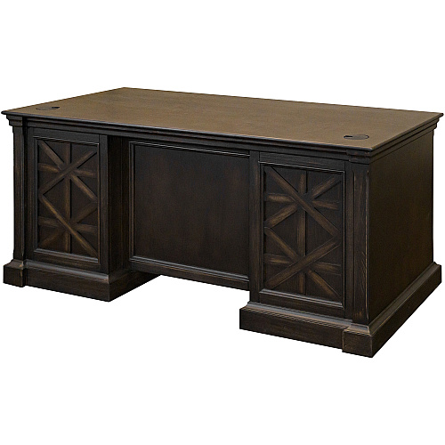 Martin Kingston Office Desking Unit 30" Height x 66" Width x 30" Depth - Total Drawer(s): 5 - Double Pedestal - Material: Wood - Finish: Dark Chocolate, Rub Through - 1 Each (IMKN680)