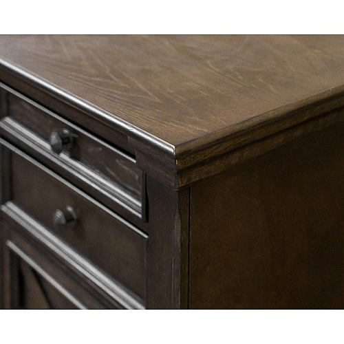 Martin Kingston Office Desking Unit 30" Height x 66" Width x 30" Depth - Total Drawer(s): 5 - Double Pedestal - Material: Wood - Finish: Dark Chocolate, Rub Through - 1 Each (IMKN680)