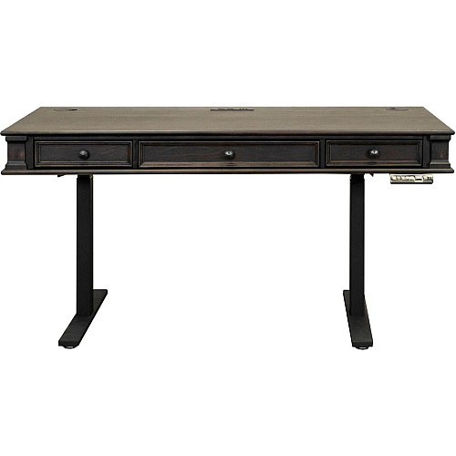 Martin Kingston Sit/Stand Desktop Box 1 of 2 x 60" Width x 28" Depth - Total Drawer(s): 3 - Material: Wood - Finish: Dark Chocolate, Rub Through - 1 Each (IMKN384T)