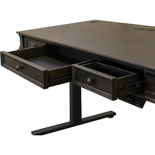 Martin Kingston Sit/Stand Desktop Box 1 of 2 x 60" Width x 28" Depth - Total Drawer(s): 3 - Material: Wood - Finish: Dark Chocolate, Rub Through - 1 Each (IMKN384T)