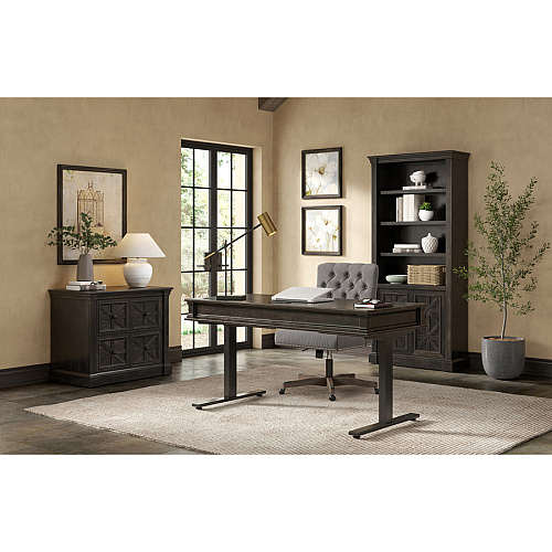 Martin Kingston Sit/Stand Desktop Box 1 of 2 x 60" Width x 28" Depth - Total Drawer(s): 3 - Material: Wood - Finish: Dark Chocolate, Rub Through - 1 Each (IMKN384T)