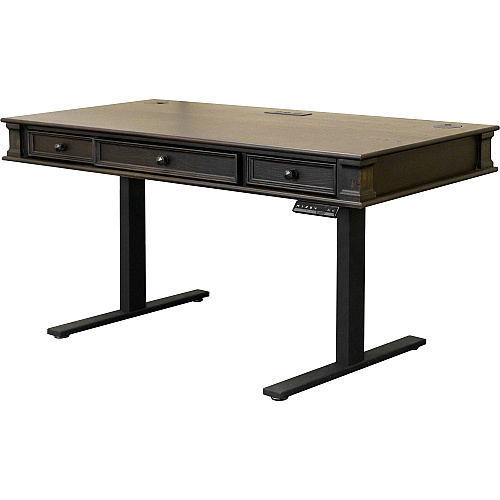 Martin Kingston Sit/Stand Desktop Box 1 of 2 x 60" Width x 28" Depth - Total Drawer(s): 3 - Material: Wood - Finish: Dark Chocolate, Rub Through - 1 Each (IMKN384T)