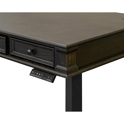 Martin Kingston Sit/Stand Desktop Box 1 of 2 x 60" Width x 28" Depth - Total Drawer(s): 3 - Material: Wood - Finish: Dark Chocolate, Rub Through - 1 Each (IMKN384T)