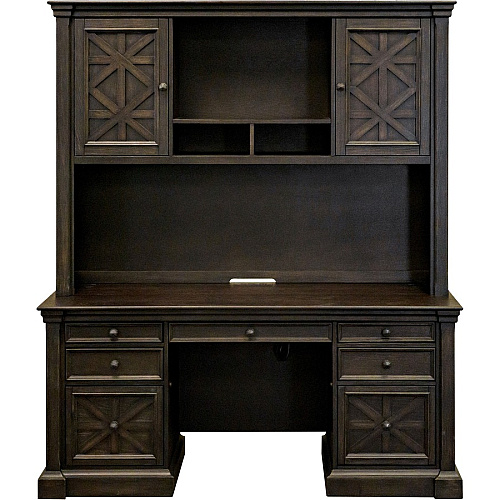 Martin Kingston Office Desking Unit 48" Height x 66" Width x 14" Depth - 2 Door(s) - 2 Adjustable Shelf(ves) - Material: Wood - Finish: Dark Chocolate, Rub Through - 1 Each (IMKN682)