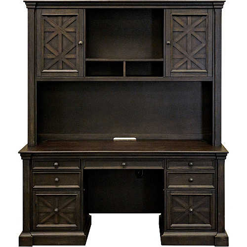 Martin Kingston Office Desking Unit 48" Height x 66" Width x 14" Depth - 2 Door(s) - 2 Adjustable Shelf(ves) - Material: Wood - Finish: Dark Chocolate, Rub Through - 1 Each (IMKN682)