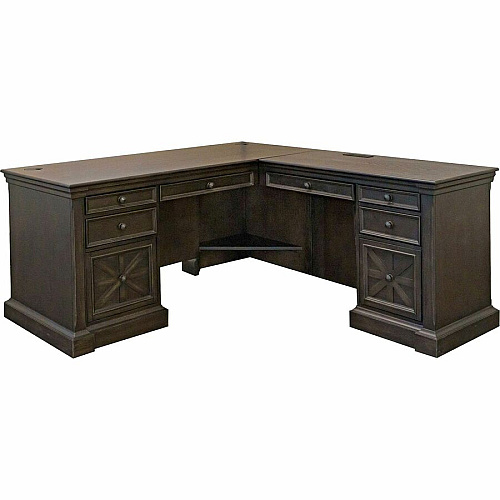 Martin Kingston Return with Pedestal Box 2 of 2 L-shaped - 30" Height x 44" Width x 21" Depth - Total Drawer(s): 4 - Material: Wood - Finish: Dark Chocolate, Rub Through - 1 Each (IMKN684RR)