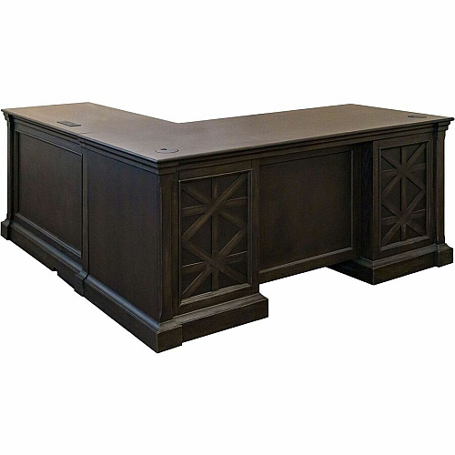 Martin Kingston Return with Pedestal Box 2 of 2 L-shaped - 30" Height x 44" Width x 21" Depth - Total Drawer(s): 4 - Material: Wood - Finish: Dark Chocolate, Rub Through - 1 Each (IMKN684RR)