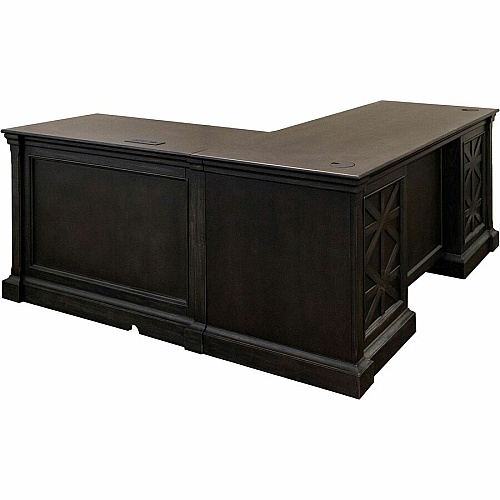 Martin Kingston Return with Pedestal Box 2 of 2 L-shaped - 30" Height x 44" Width x 21" Depth - Total Drawer(s): 4 - Material: Wood - Finish: Dark Chocolate, Rub Through - 1 Each (IMKN684RR)