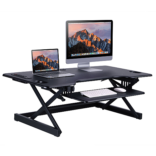 Rocelco Sit/Stand Desk Riser 45 lb Load Capacity - 20" Height x 45.75" Width x 23.75" Depth - Black (RDADRB46A)