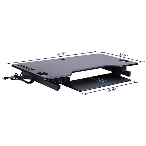 Rocelco Sit/Stand Desk Riser 45 lb Load Capacity - 20" Height x 45.75" Width x 23.75" Depth - Black (RDADRB46A)