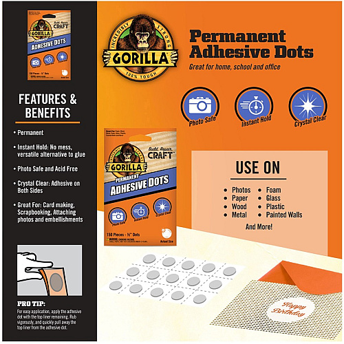 Gorilla Glue Gorilla Permanent Adhesive Dots Clear - 150 / Pack (104905)