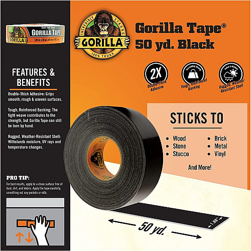 Gorilla Glue Gorilla Black Tape 50 yd Length x 1.88" Width - Black - 1 Roll (108084)