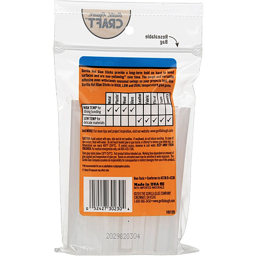 Gorilla Glue Mini Hot Glue Sticks Clear - 30 / Pack (3023003)