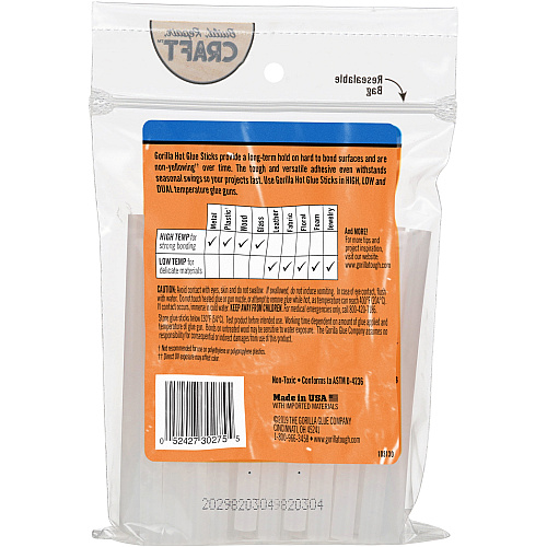 Gorilla Glue Mini Hot Glue Sticks Clear - 75 / Pack (3027502)