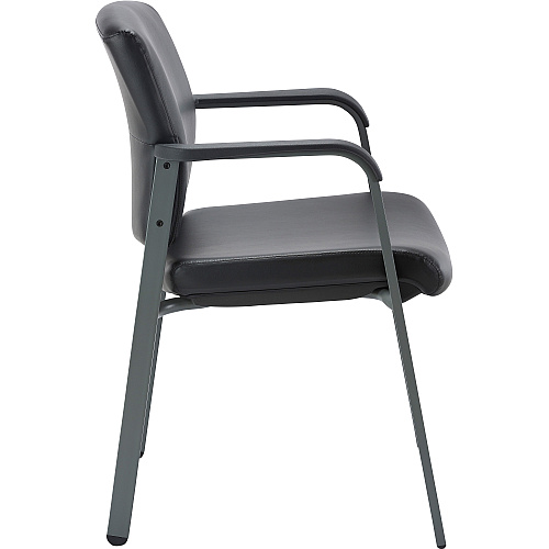 Lorell Healthcare Upholstery Guest Chair Steel Frame Material - Square Base - Black - Vinyl - Armrest - 1 Each (LLR30950)