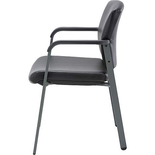 Lorell Healthcare Upholstery Guest Chair Steel Frame Material - Square Base - Black - Vinyl - Armrest - 1 Each (LLR30950)