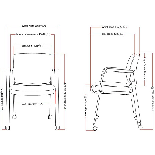 Lorell Healthcare Upholstery Guest Chair with Casters Vinyl Seat Material - Vinyl Back Material - Steel Frame Material - Square Base - Black - Armrest - 1 Each (LLR30951)