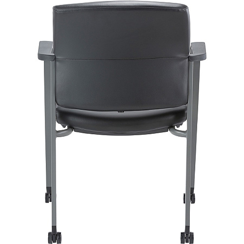 Lorell Healthcare Upholstery Guest Chair with Casters Vinyl Seat Material - Vinyl Back Material - Steel Frame Material - Square Base - Black - Armrest - 1 Each (LLR30951)