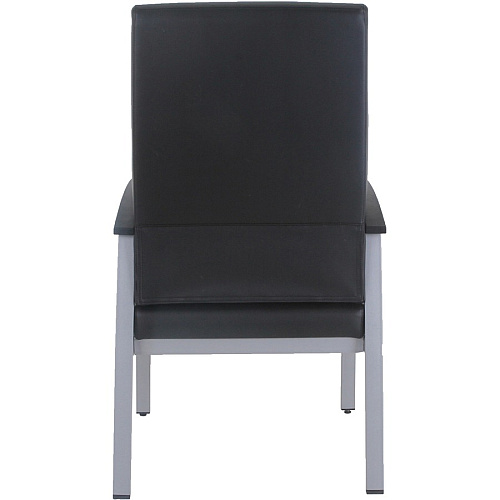 Lorell High-Back Healthcare Guest Chair Vinyl Seat Material - Vinyl Back Material - Powder Coated Silver Frame Color - Steel Frame Material - High Back - Four-legged Base - Black - Armrest - 1 Each (LLR67011)