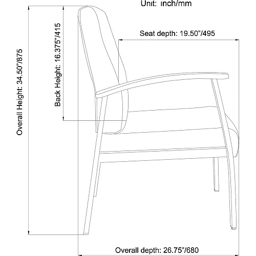 Lorell Mid-Back Healthcare Guest Chair Vinyl Seat Material - Vinyl Back Material - Powder Coated Silver Frame Color - Steel Frame Material - Mid Back - Four-legged Base - Black - Armrest - 1 Each (LLR67012)