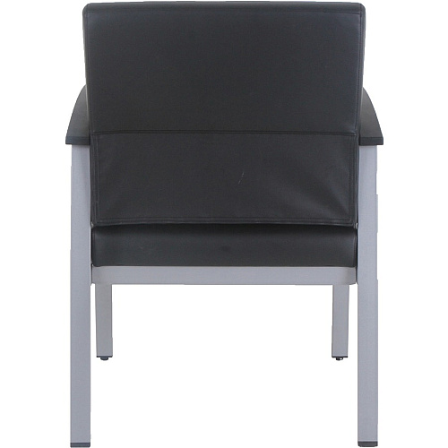 Lorell Mid-Back Healthcare Guest Chair Vinyl Seat Material - Vinyl Back Material - Powder Coated Silver Frame Color - Steel Frame Material - Mid Back - Four-legged Base - Black - Armrest - 1 Each (LLR67012)