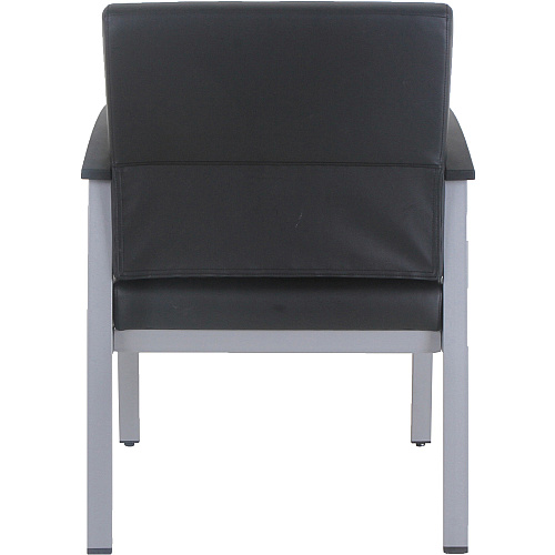 Lorell Mid-Back Healthcare Guest Chair Vinyl Seat Material - Vinyl Back Material - Powder Coated Silver Frame Color - Steel Frame Material - Mid Back - Four-legged Base - Black - Armrest - 1 Each (LLR67012)