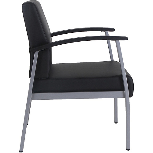 Lorell Mid-Back Healthcare Guest Chair Vinyl Seat Material - Vinyl Back Material - Powder Coated Silver Frame Color - Steel Frame Material - Mid Back - Four-legged Base - Black - Armrest - 1 Each (LLR67012)