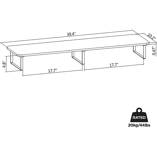 Lorell Quick-Install Monitor Laptop Riser 4.80" Height x 39.40" Width x 10.20" Depth - Powder Coated - Steel, Particleboard, Silicone - Teak (LLR99557)