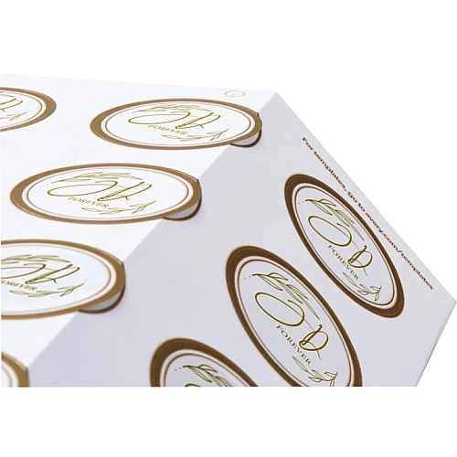 Avery&reg; Easy Peel Round Labels 2" Diameter - Permanent Adhesive - Round - Inkjet, Laser - White, Metallic Gold - Paper - Peel-off, Curl Resistant, Stick & Stay, Pop Up Edge, Tear Proof - 12 / Sheet - 120 / Pack (22876)