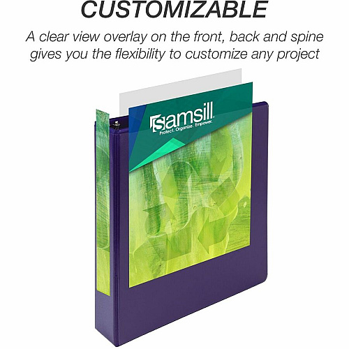 Samsill Earth's Choice Plant-based View Binders 1 1/2" Binder Capacity - Letter - 8 1/2" x 11" Sheet Size - 3 Ring(s) - Fastener(s): Round Ring - Chipboard, Polypropylene, Plastic - Purple - Recycled - Bio-based, Durable, Recyclable, Punched, C (MP286508)
