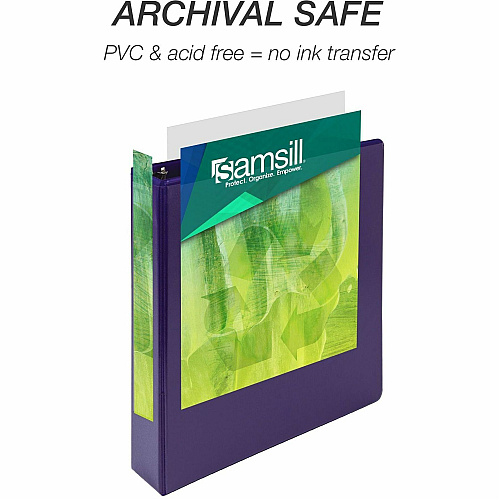 Samsill Earth's Choice Plant-based View Binders 1 1/2" Binder Capacity - Letter - 8 1/2" x 11" Sheet Size - 3 Ring(s) - Fastener(s): Round Ring - Chipboard, Polypropylene, Plastic - Purple - Recycled - Bio-based, Durable, Recyclable, Punched, C (MP286508)