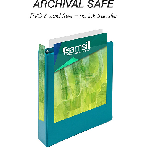 Samsill Earth's Choice Plant-based View Binders 1 1/2" Binder Capacity - Letter - 8 1/2" x 11" Sheet Size - 3 Ring(s) - Fastener(s): Round Ring - Chipboard, Polypropylene, Plastic - Turquoise - Recycled - Bio-based, Durable, Recyclable, Punched (MP286577)