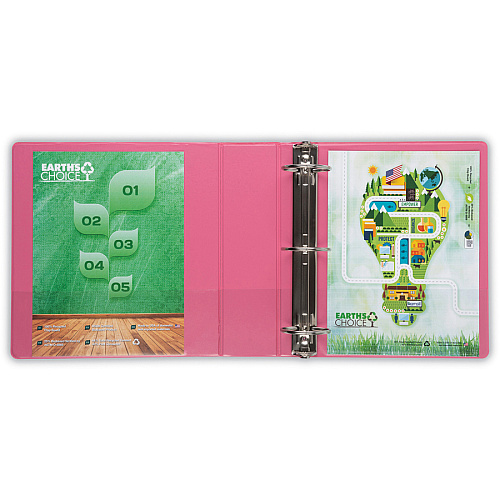 Samsill Earth's Choice Plant-based View Binders 3" Binder Capacity - Letter - 8 1/2" x 11" Sheet Size - 3 Ring(s) - Fastener(s): Round Ring - Pocket(s): 2 - Chipboard, Polypropylene, Plastic - Berry Pink - Recycled - Durable, Clear Overlay, Non-g (U86876)