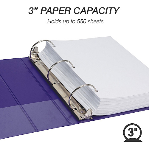 Samsill Earth's Choice Plant-based View Binders 3" Binder Capacity - Letter - 8 1/2" x 11" Sheet Size - 3 Ring(s) - Fastener(s): Round Ring - Chipboard, Polypropylene, Plastic - Purple - Recycled - Durable, Clear Overlay, Non-glare, PVC-free, Non (U86808)