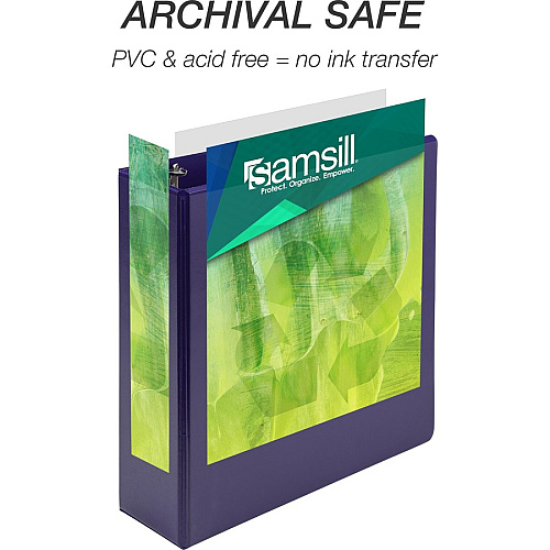 Samsill Earth's Choice Plant-based View Binders 3" Binder Capacity - Letter - 8 1/2" x 11" Sheet Size - 3 Ring(s) - Fastener(s): Round Ring - Chipboard, Polypropylene, Plastic - Purple - Recycled - Durable, Clear Overlay, Non-glare, PVC-free, Non (U86808)
