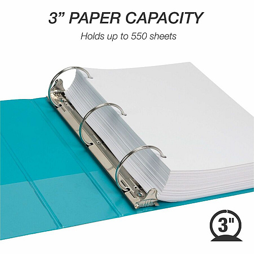 Samsill Earth's Choice Plant-based View Binders 3" Binder Capacity - Letter - 8 1/2" x 11" Sheet Size - 3 Ring(s) - Fastener(s): Round Ring - Pocket(s): 2 - Chipboard, Polypropylene, Plastic - Turquoise - Recycled - Durable, Clear Overlay, Non-gl (U86877)