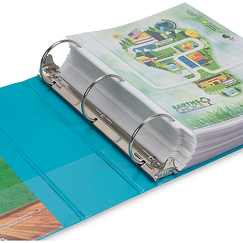 Samsill Earth's Choice Plant-based View Binders 3" Binder Capacity - Letter - 8 1/2" x 11" Sheet Size - 3 Ring(s) - Fastener(s): Round Ring - Pocket(s): 2 - Chipboard, Polypropylene, Plastic - Turquoise - Recycled - Durable, Clear Overlay, Non-gl (U86877)