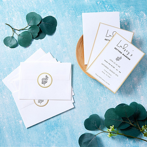 Avery&reg; Invitation Cards with Metallic Gold Borders 5" Width x 7" Length - Rectangle - Inkjet, Laser - Matte - White - Gold Border - Paper - Chlorine-free, Perforated, PVC-free - 15 / Sheet - 2 Total Sheets - 30 / Pack (3325)
