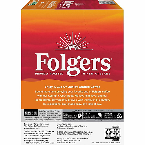 Folgers&reg; K-Cup Breakfast Blend Coffee Compatible with Keurig K-Cup Brewer - Mild - K-Cup - Breakfast Blend - Kosher - 24 / Box (3451)