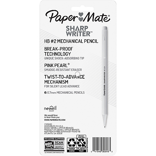 Paper Mate Sharpwriter Mechanical Pencils 0.7 mm Black Lead - HB/#2 - Yellow Barrel - 6 / Pack (2131975)