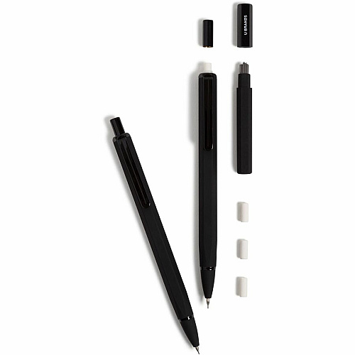 U Brands Cambria Mechanical Pencils #2 - Refillable - Matte Black Barrel - 2 / Pack (2410U0424)